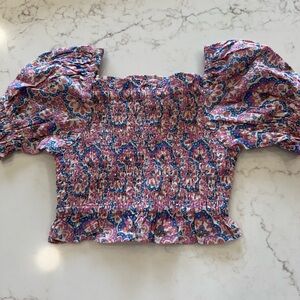 Floral Smocked Puff Sleeve Top 2-3